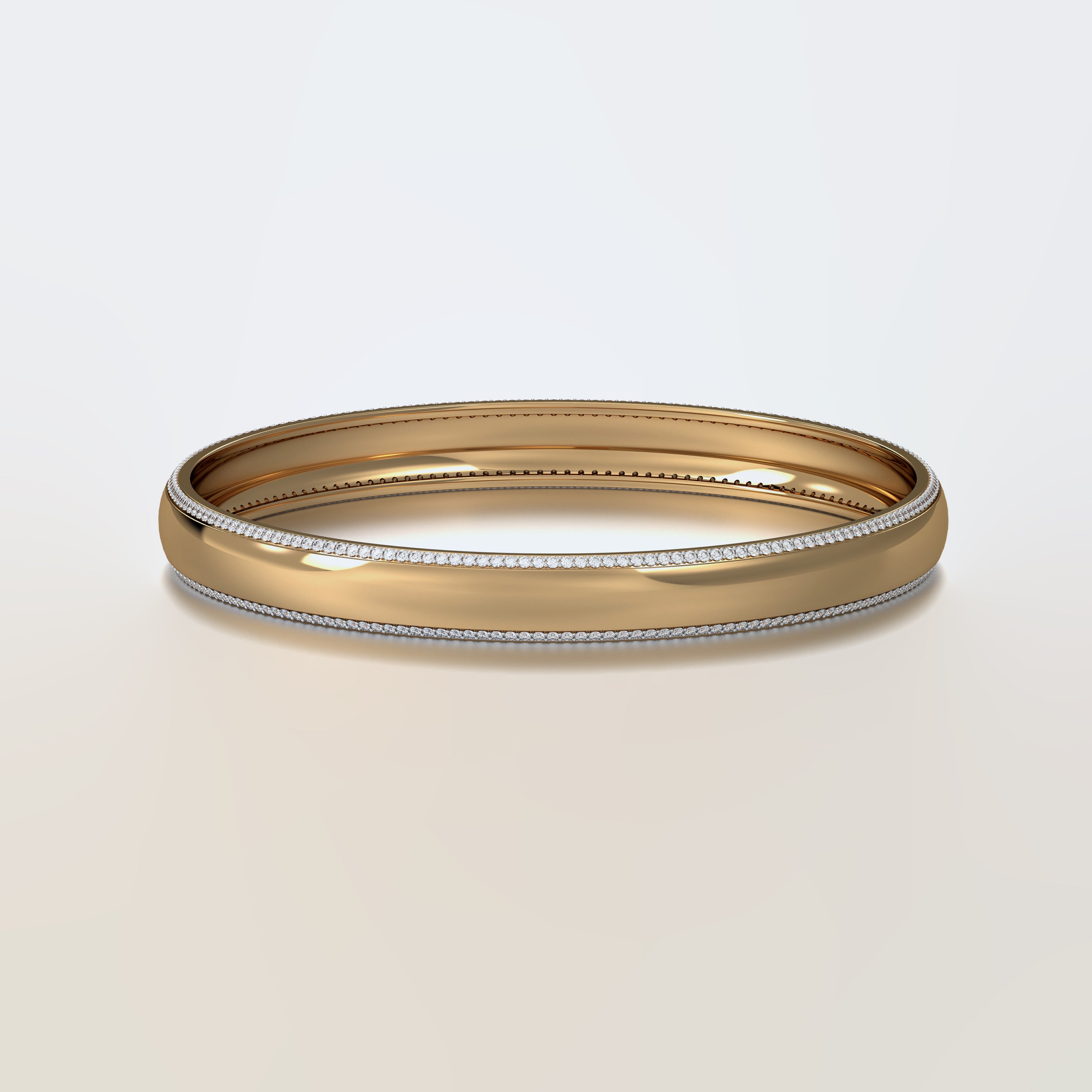 Aurm Broad Curved Bangle with Diamond Lining Large