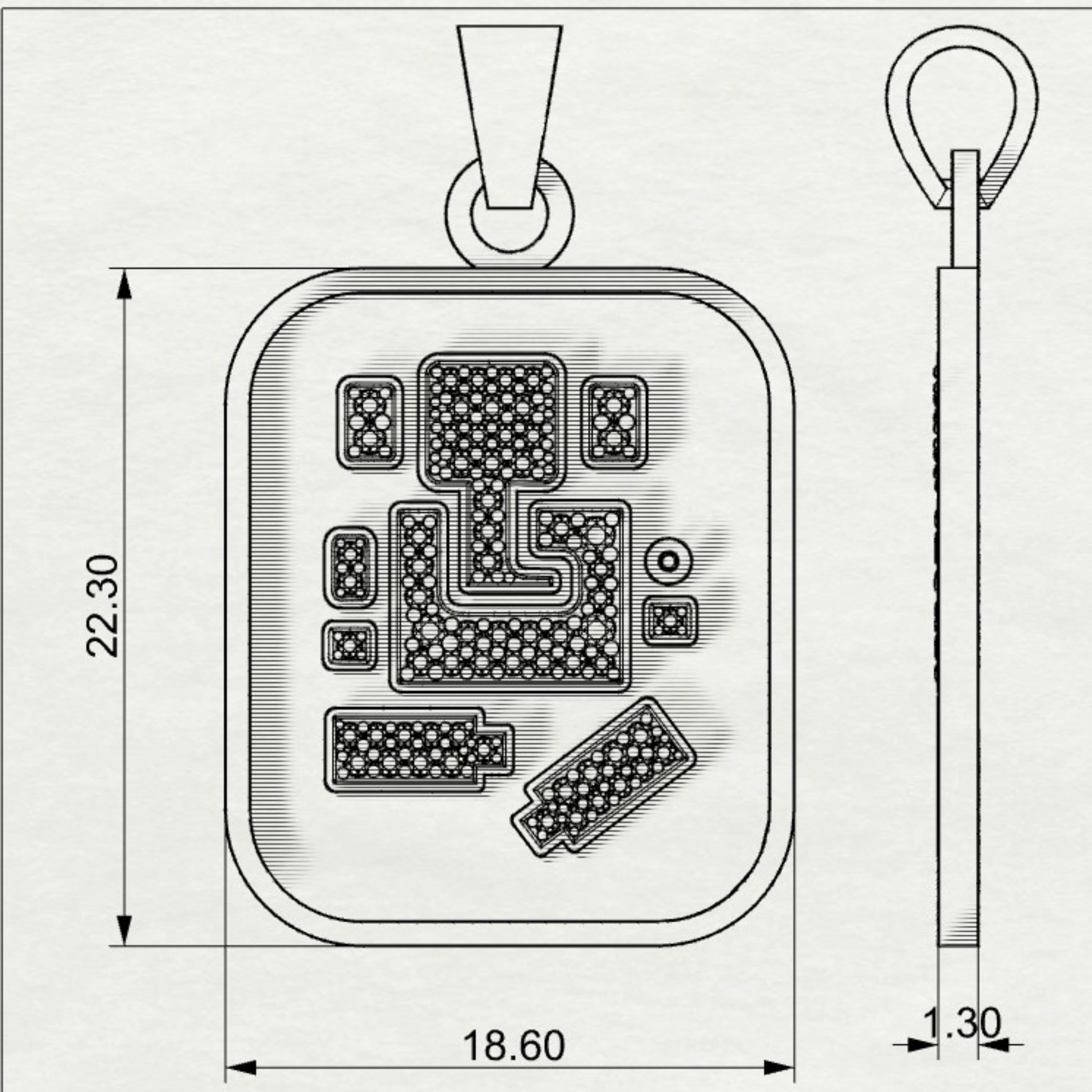 Abhinav Ganesha - Rectangular Gold Pendant with Diamond Detailing