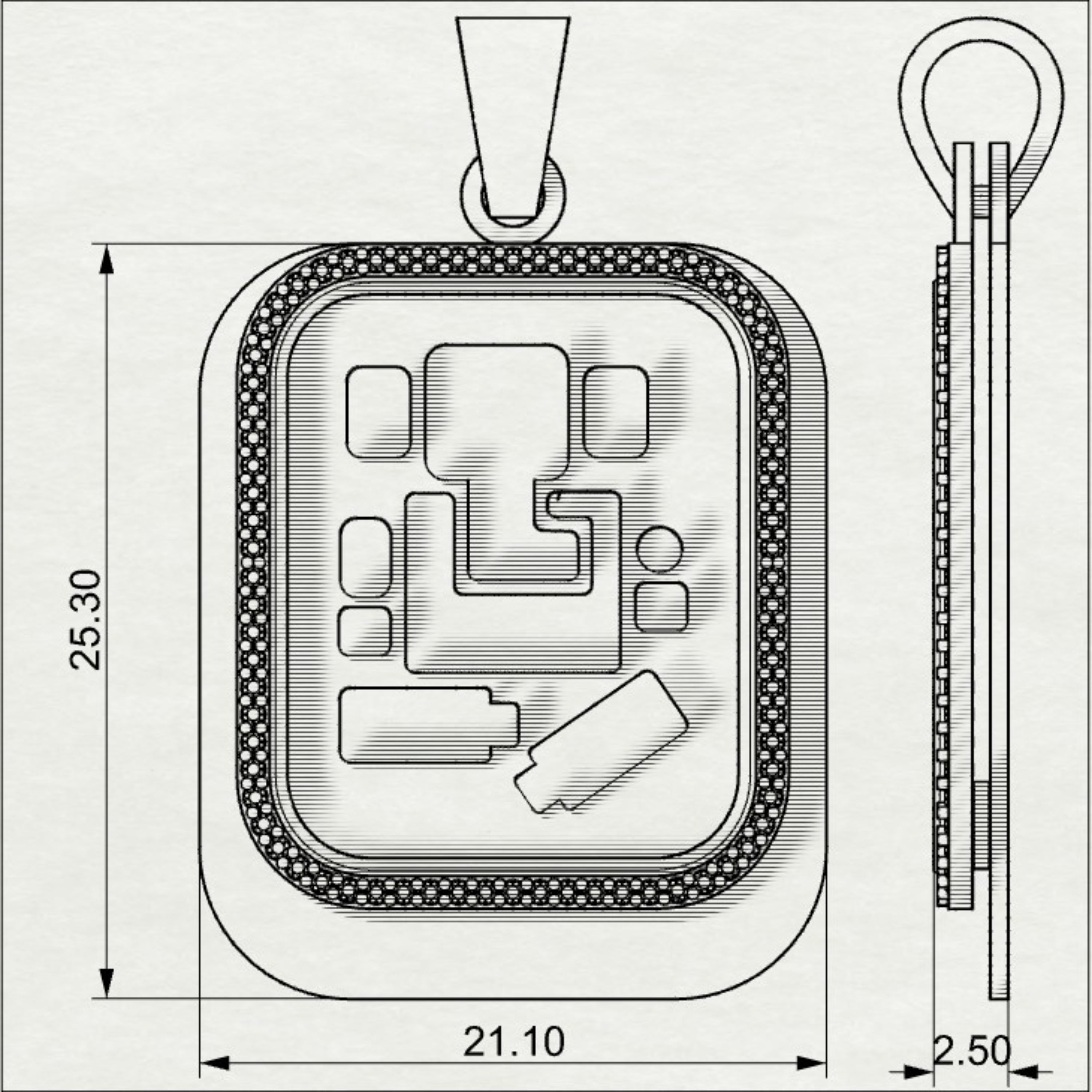 Abhinav Ganesha - Rectangular Gold Double Pendant with Diamond