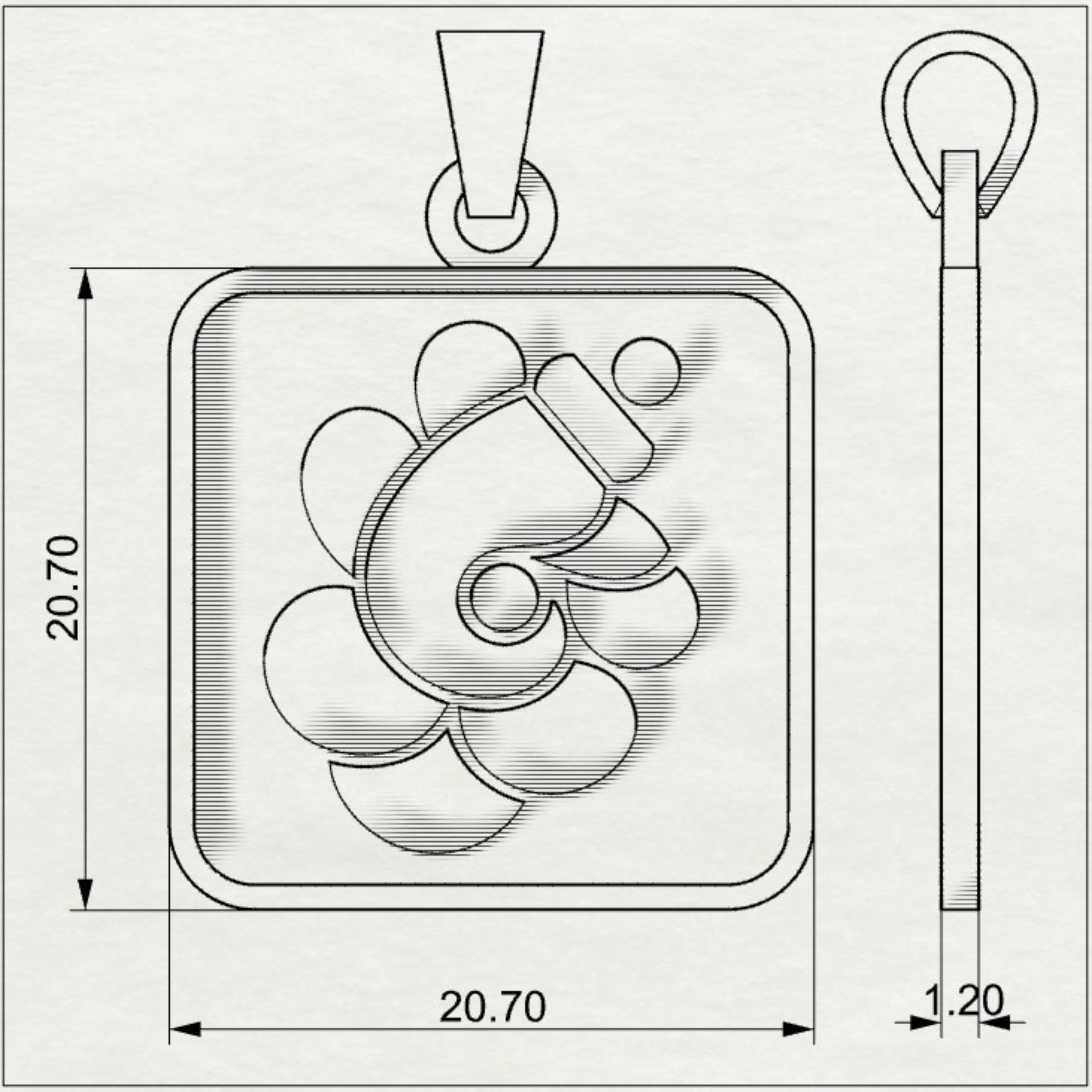 Padma Ganesha - Square Gold Pendant