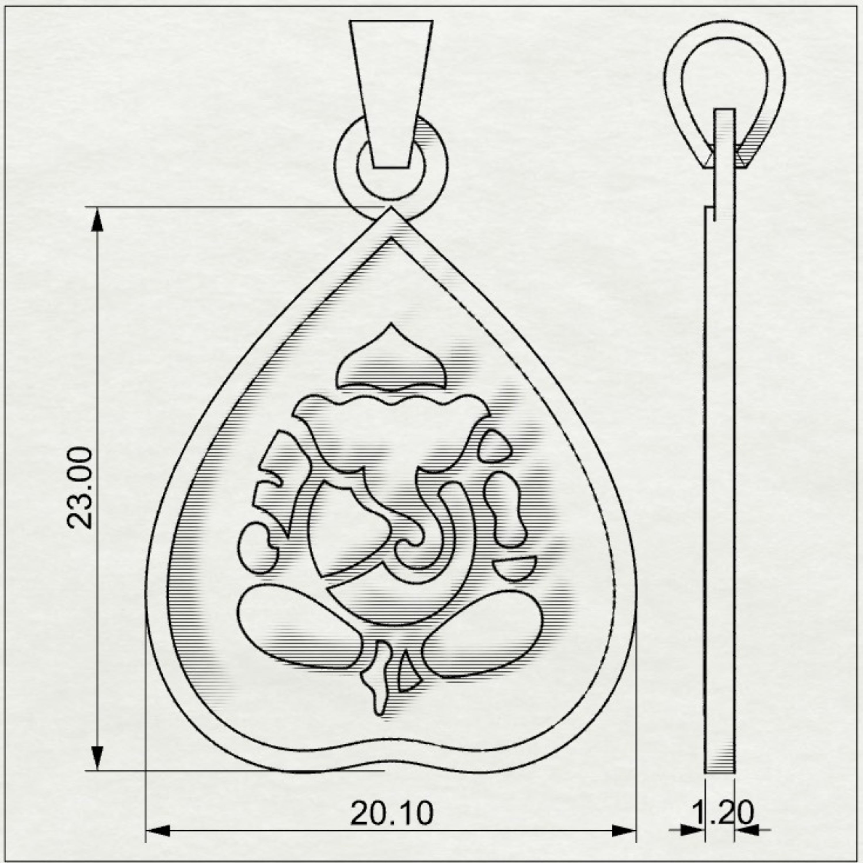 Parna Ganesha - Leaf Gold Pendant