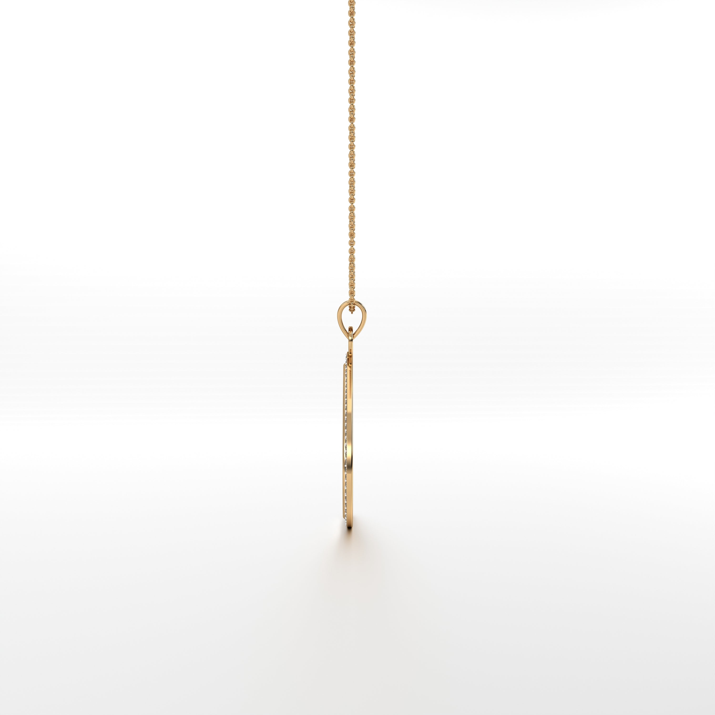 Parna Ganesha - Leaf Gold Pendant with Diamond Border