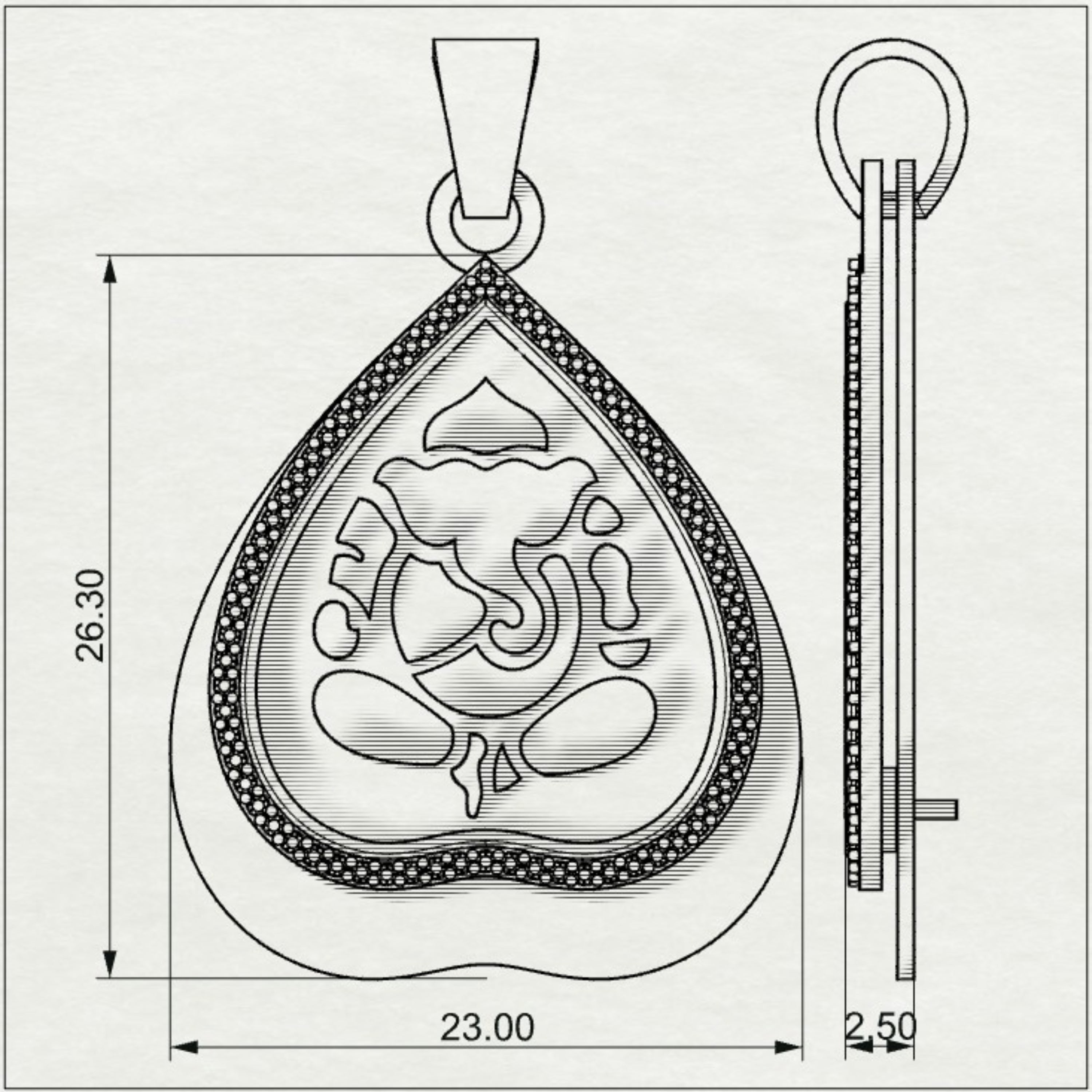 Parna Ganesha - Leaf Gold Double Pendant with Diamond