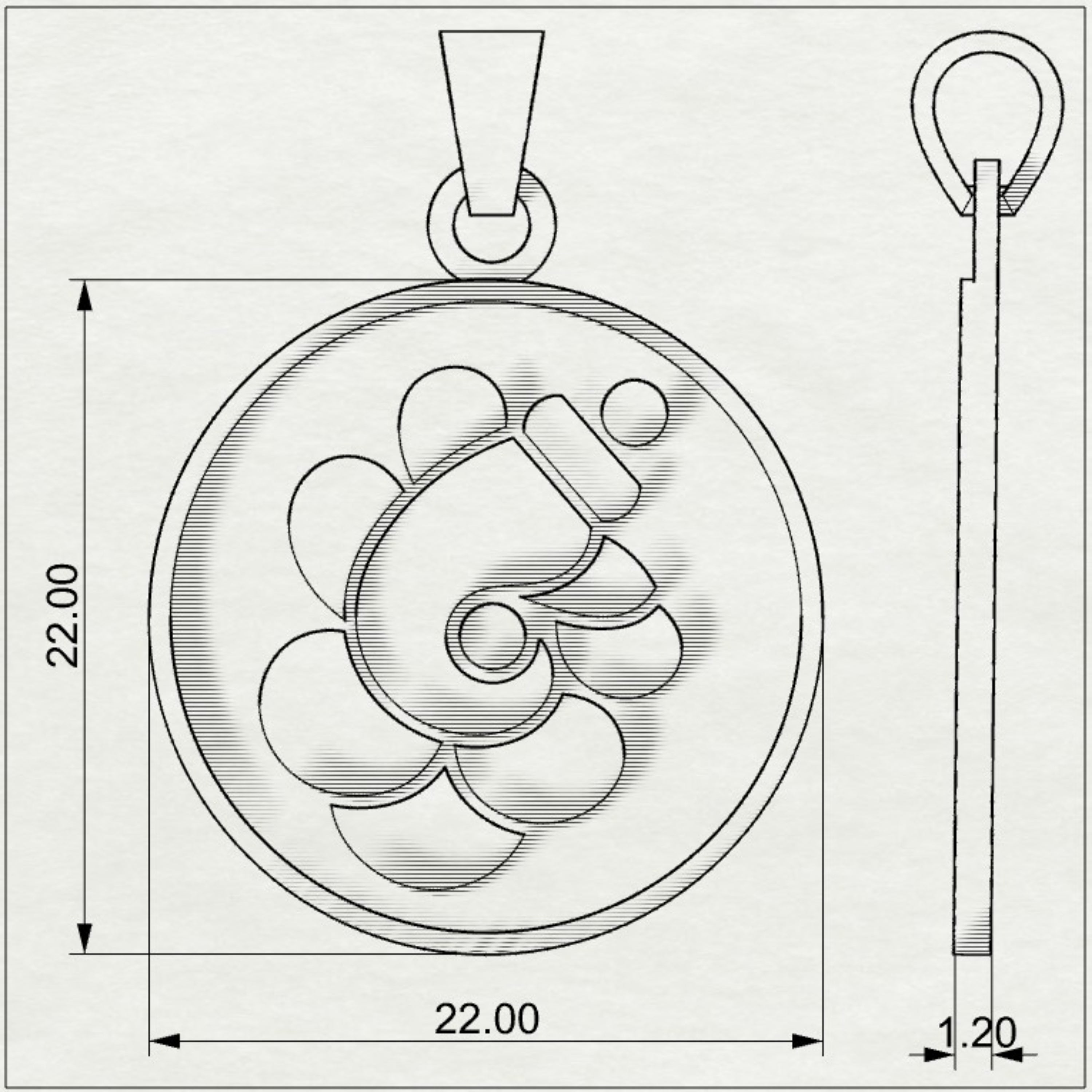 Padma Ganesha - Round Gold Pendant