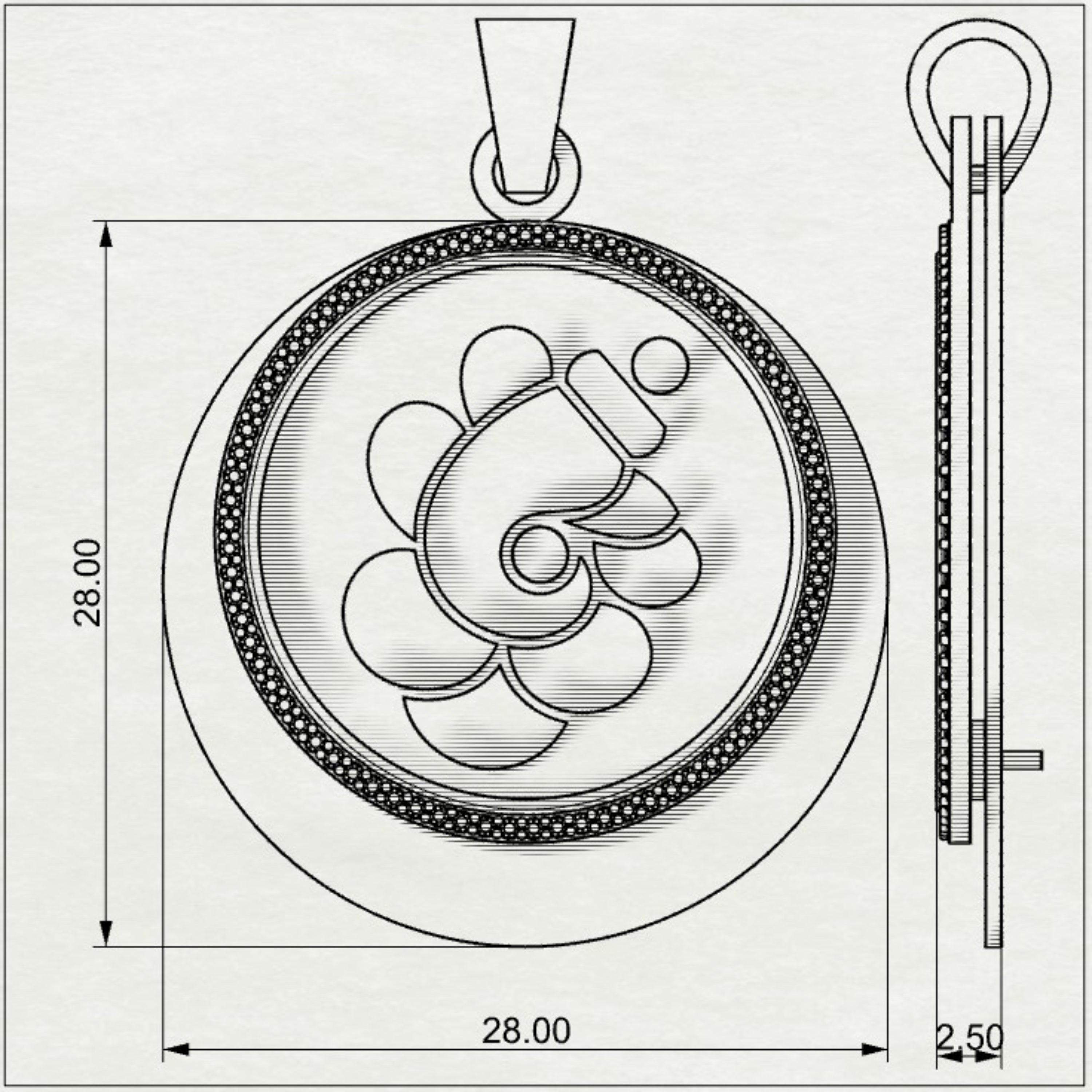Padma Ganesha - Round Gold Double Pendant with Diamond