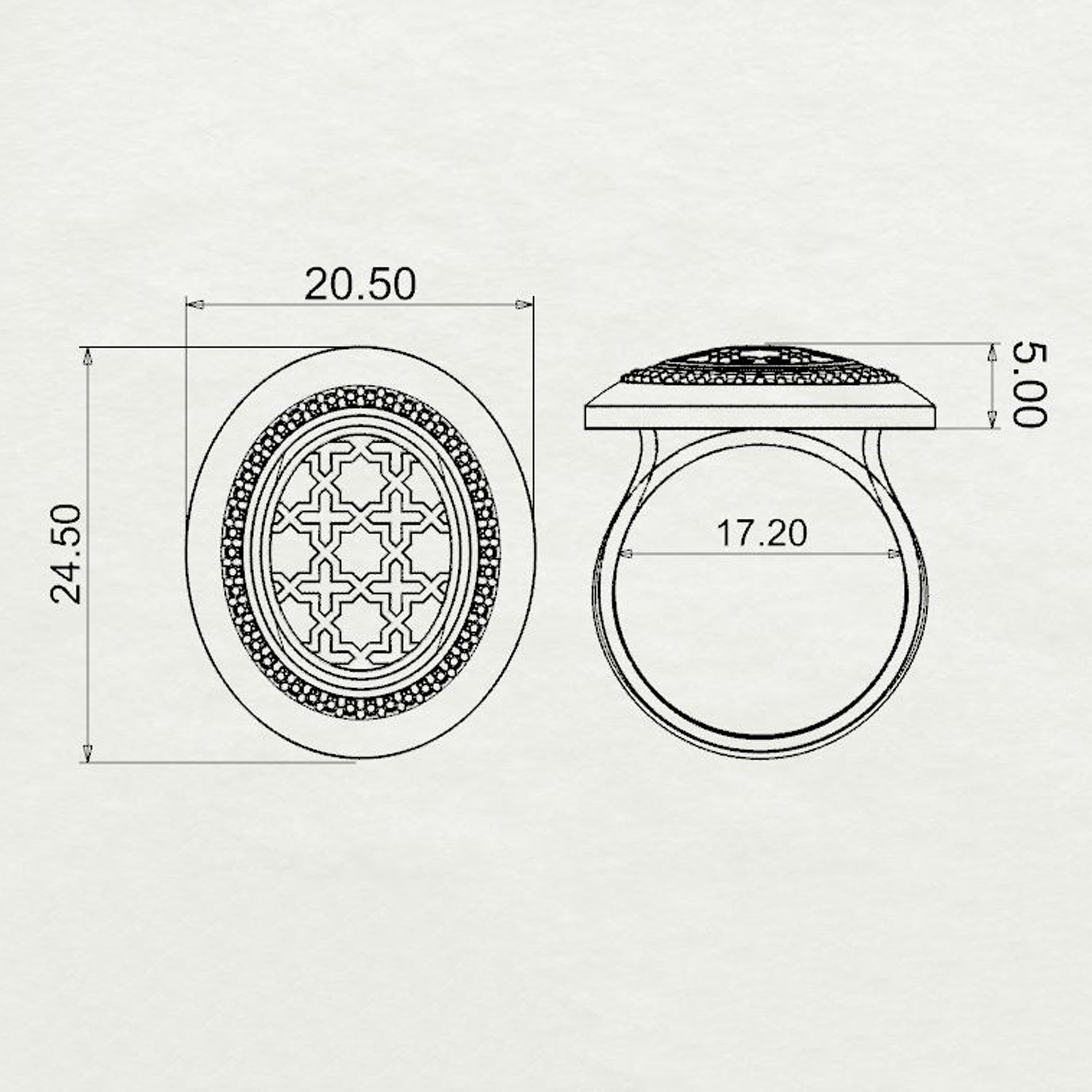 Aynur Vertical Oval Signet Ring Large