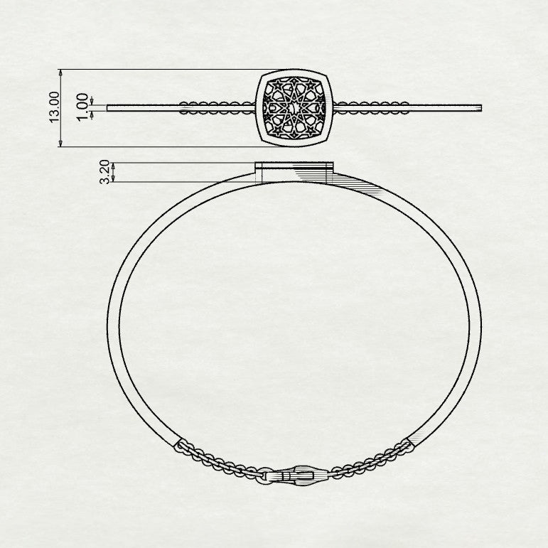 Abeer Cushion Filigree Coin Stiff Bracelets