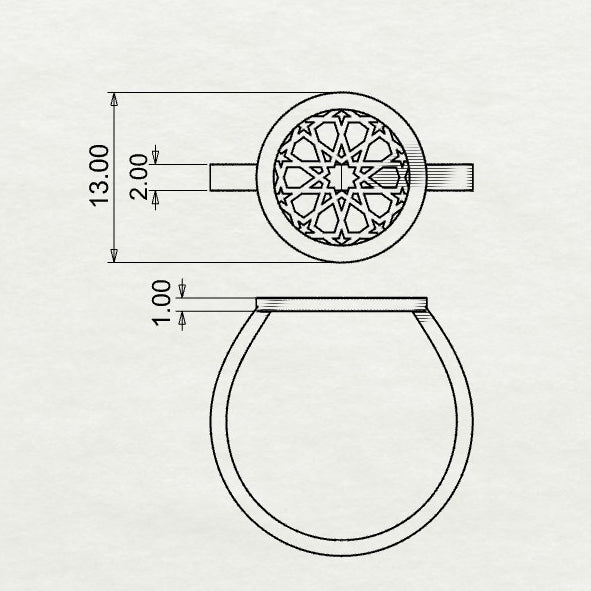 Abeer Round Filigree Coin Signet Ring