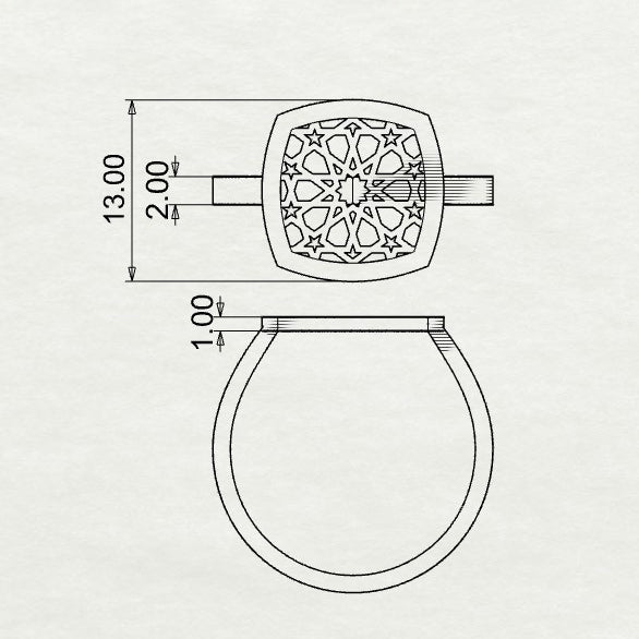 Abeer Cushion Filigree Coin Signet Ring
