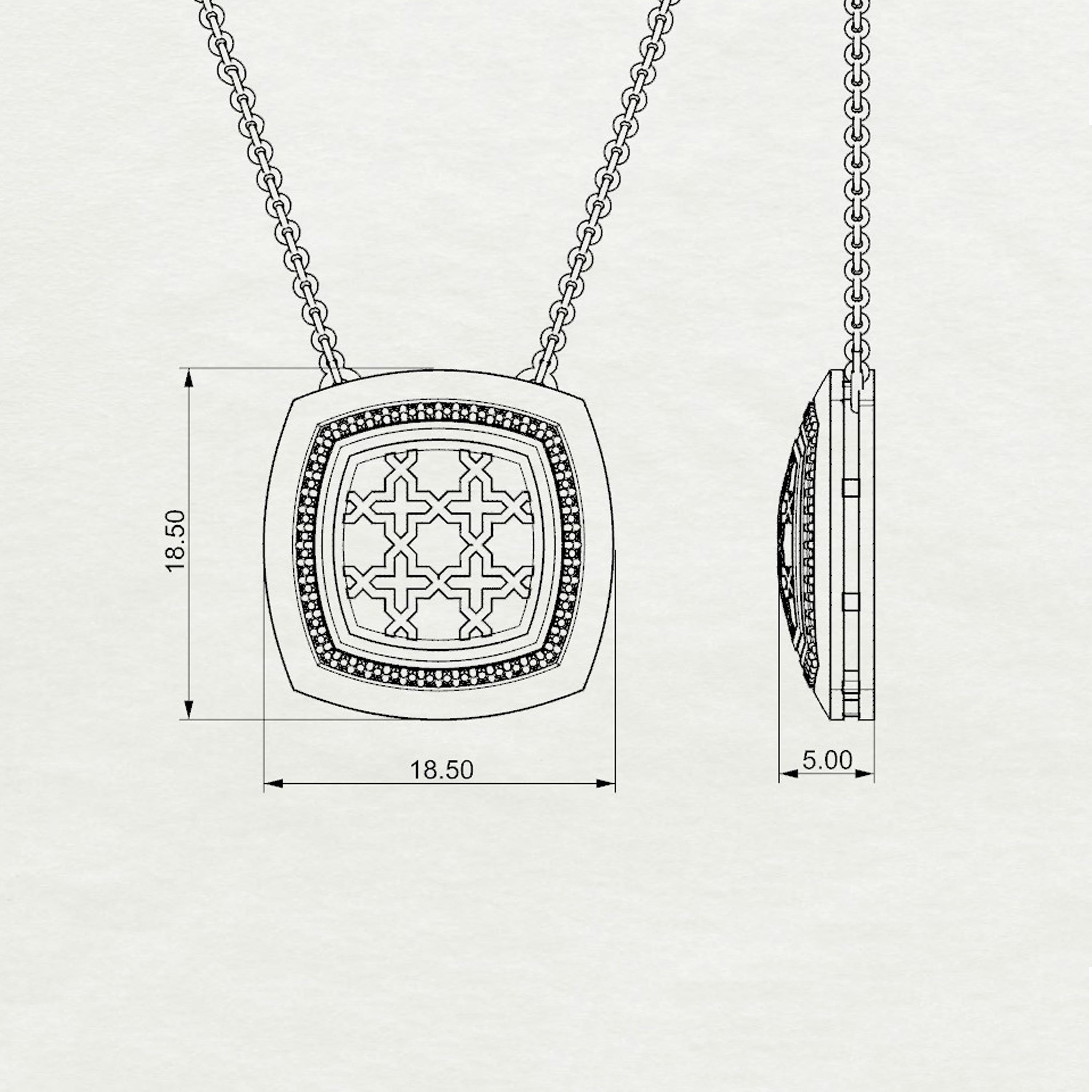 Aynur Cushion Pendant with Attached Chain Medium
