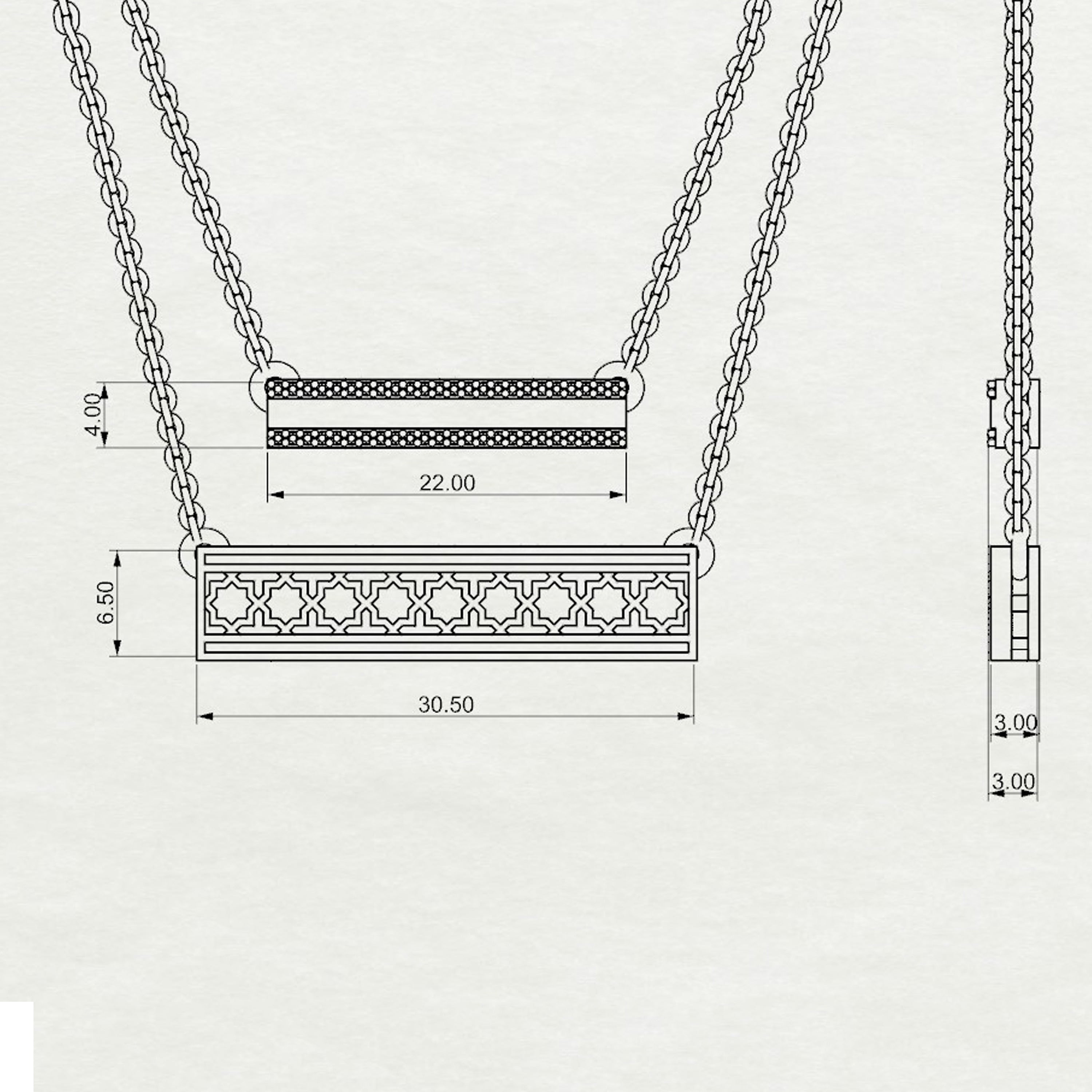 Emira Double Chain horizontal Bar Pendant Medium