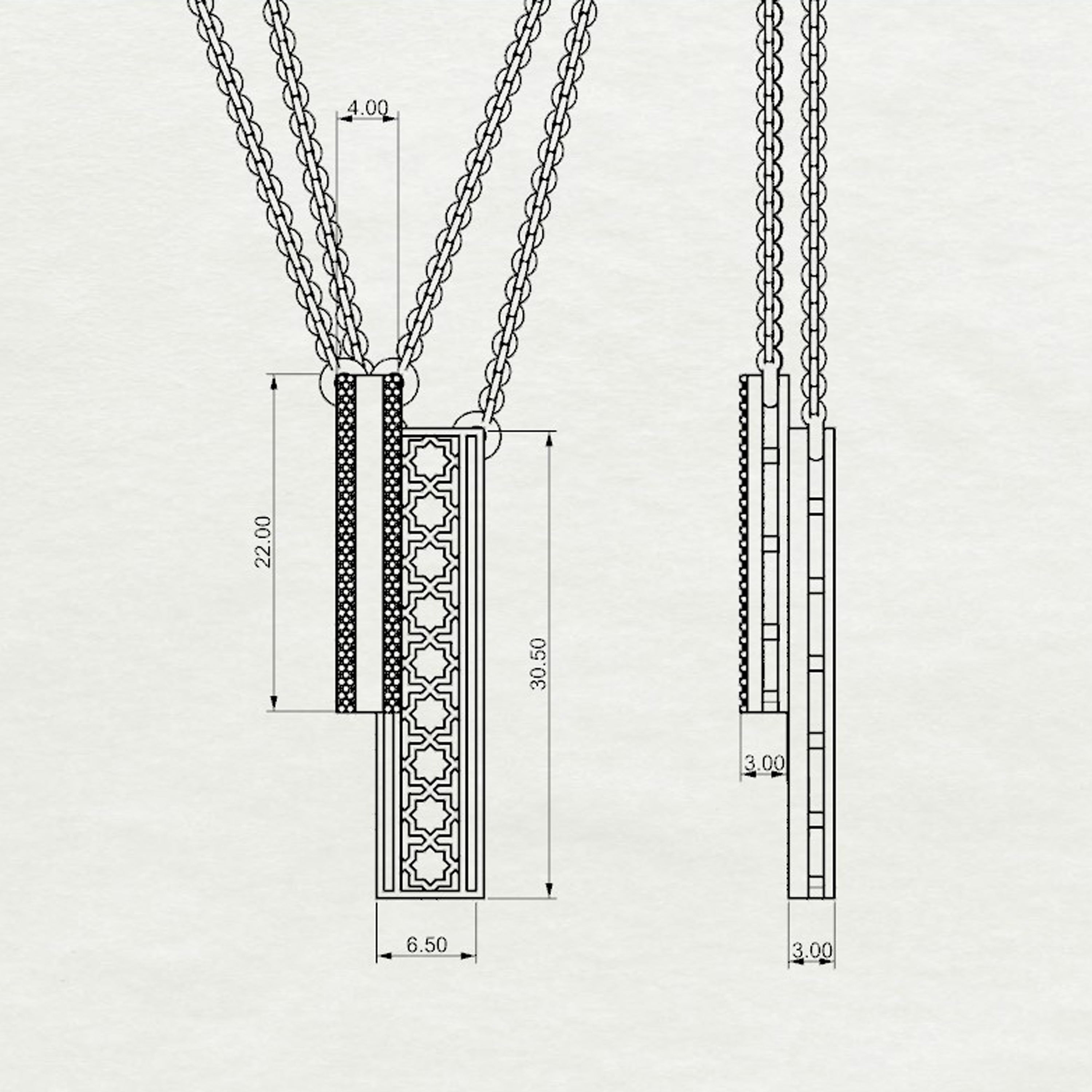 Emira Double Chain Vertical Bar Pendant Medium