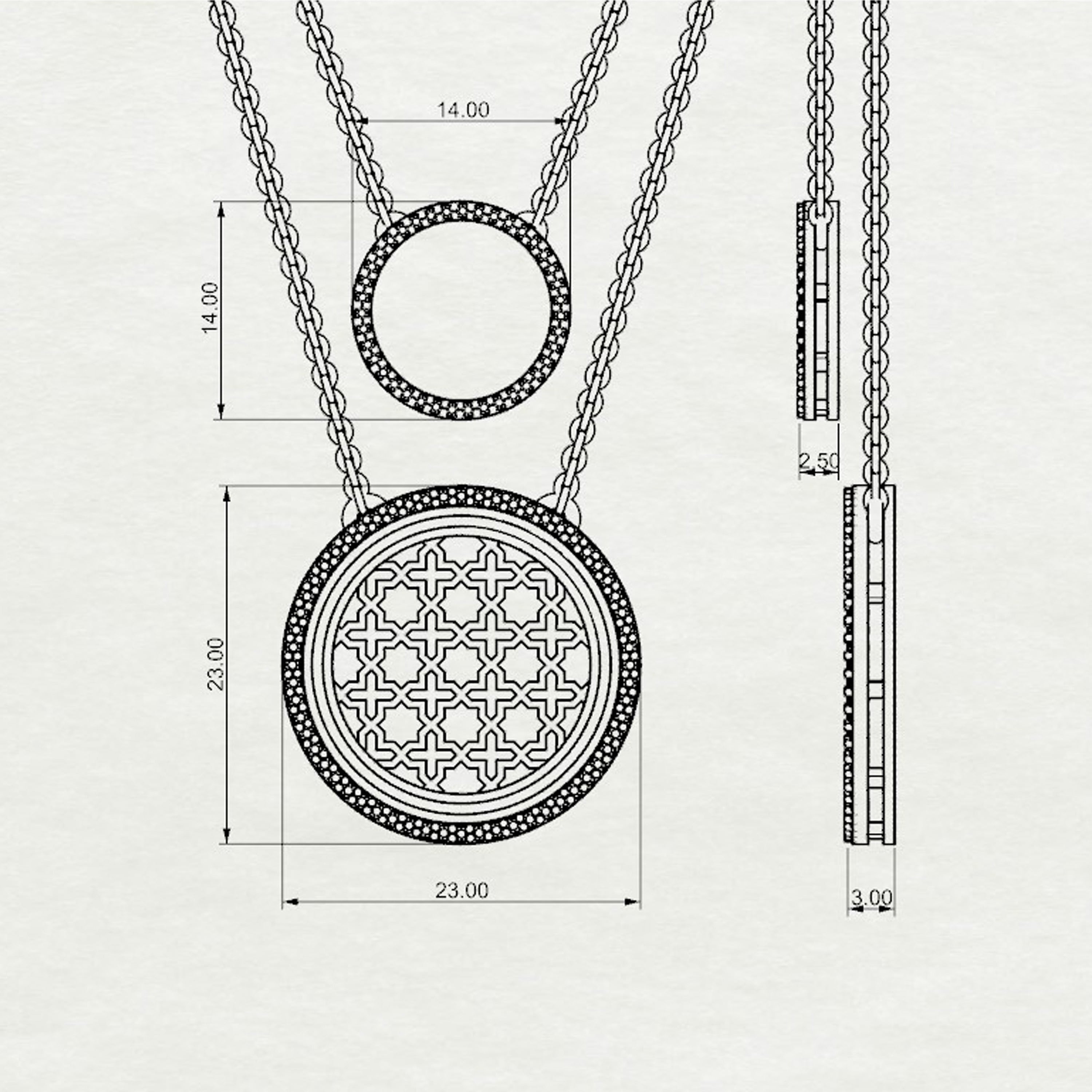 Omaira Double Chain Round Pendant Medium