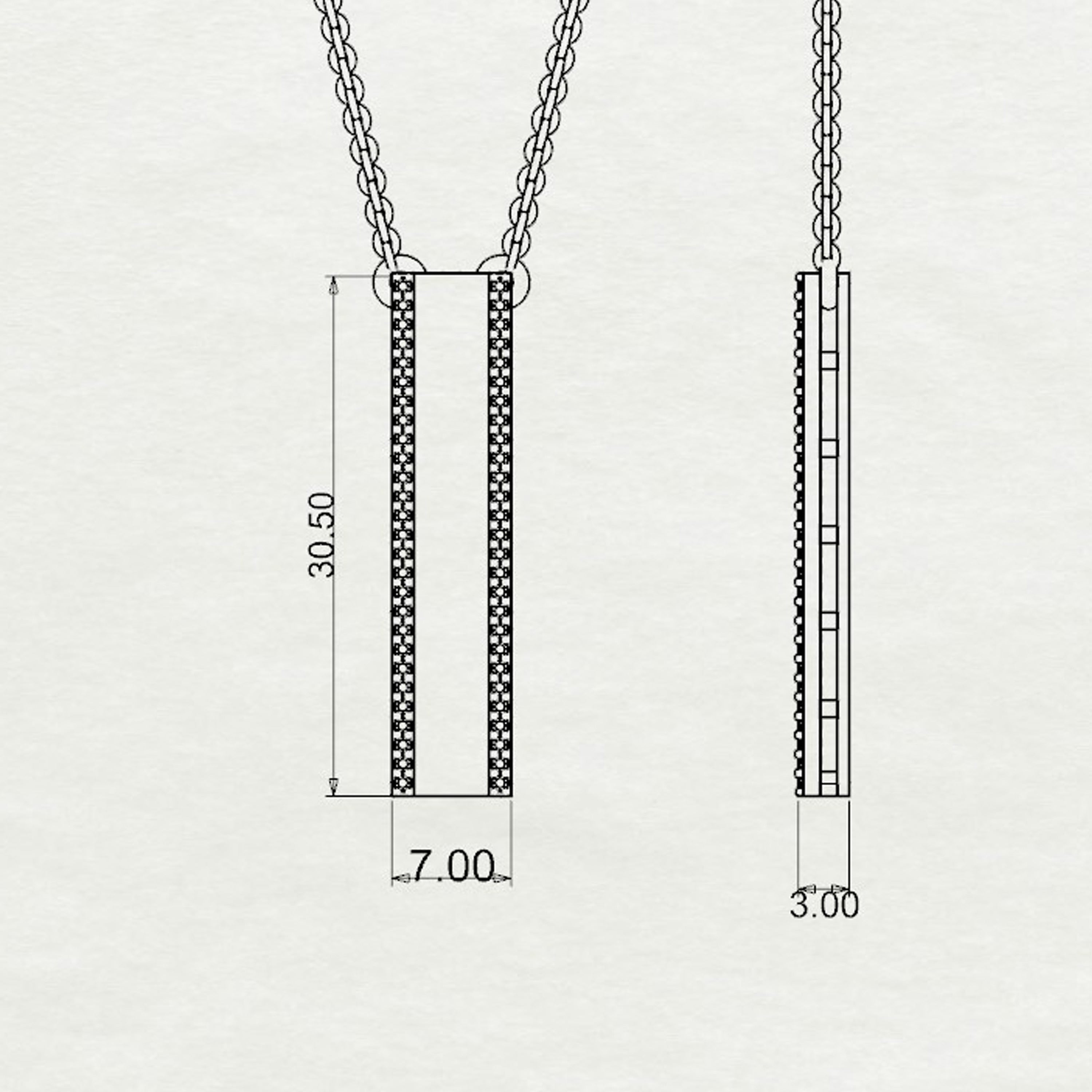 Aurm Vertical Bar - 'With Diamond Lining' - Pendant Large
