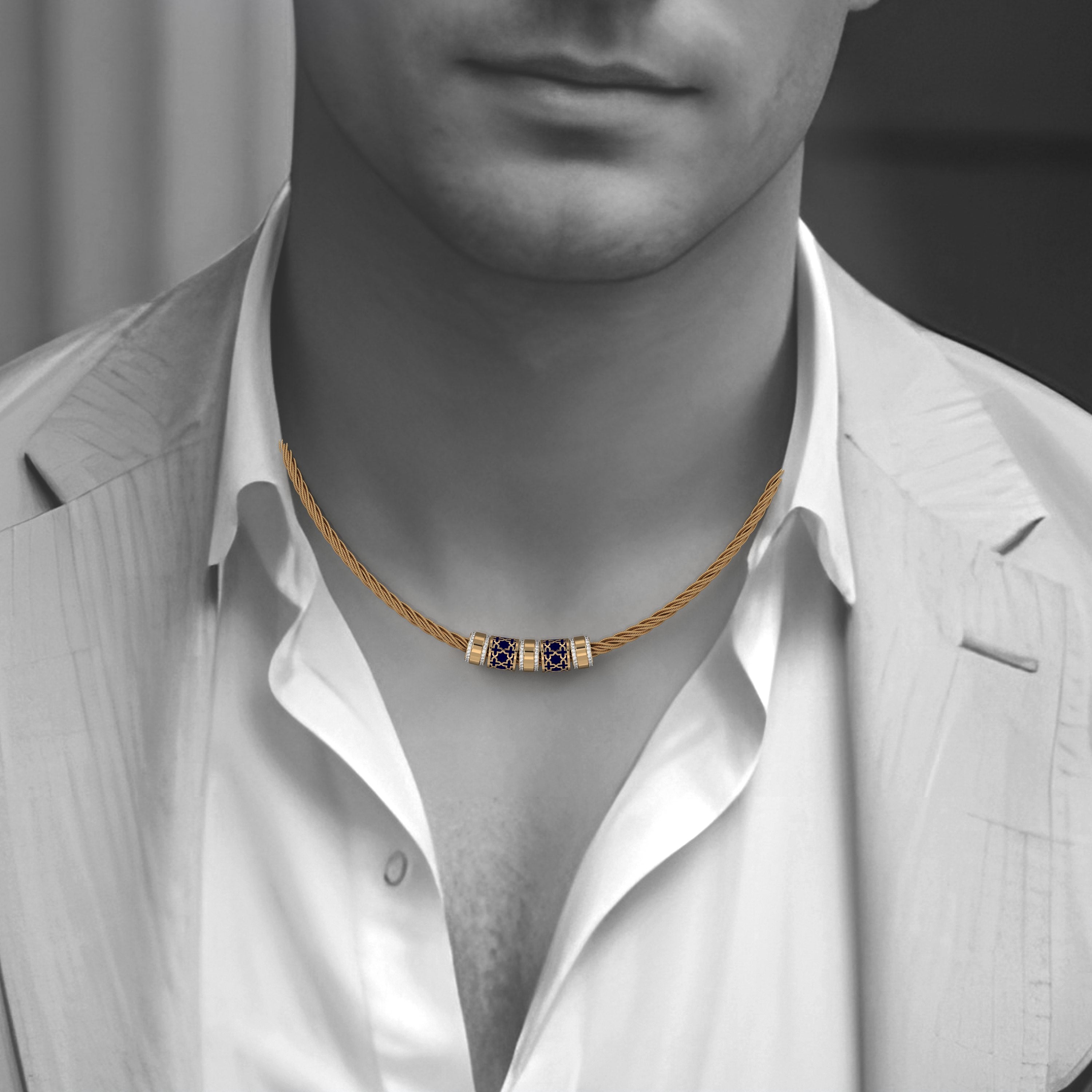 Azeem Double block bullet chain Necklace