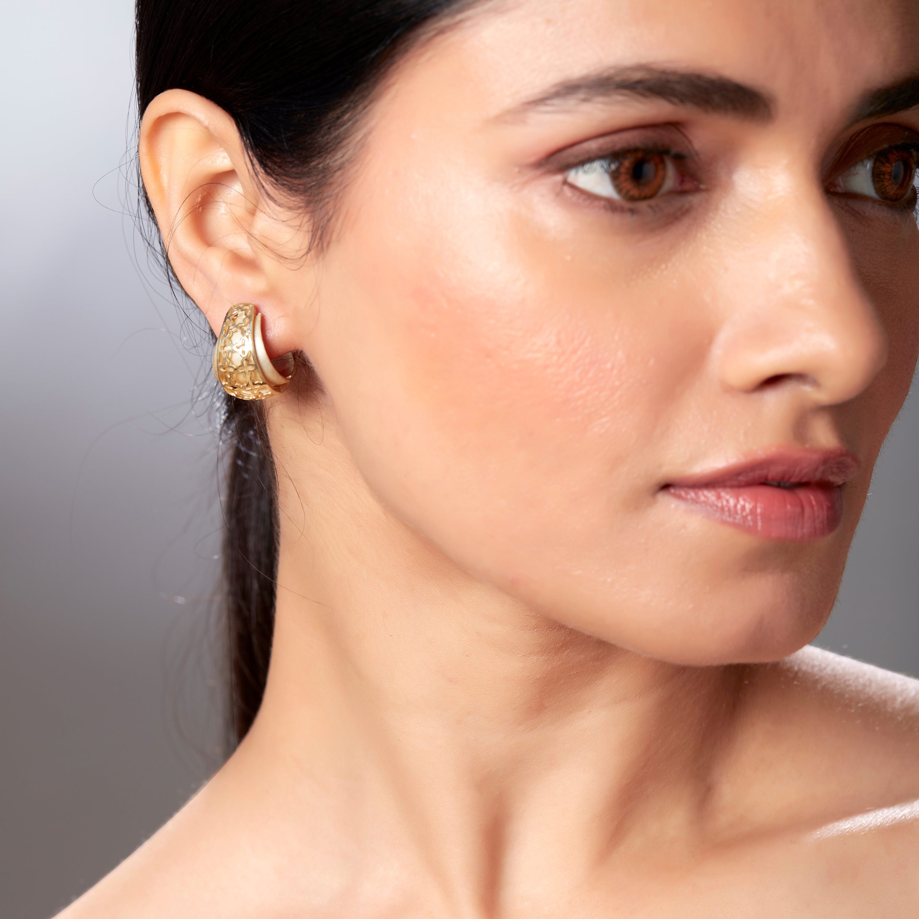 Selina Plain Gold Tapered Hoops - small