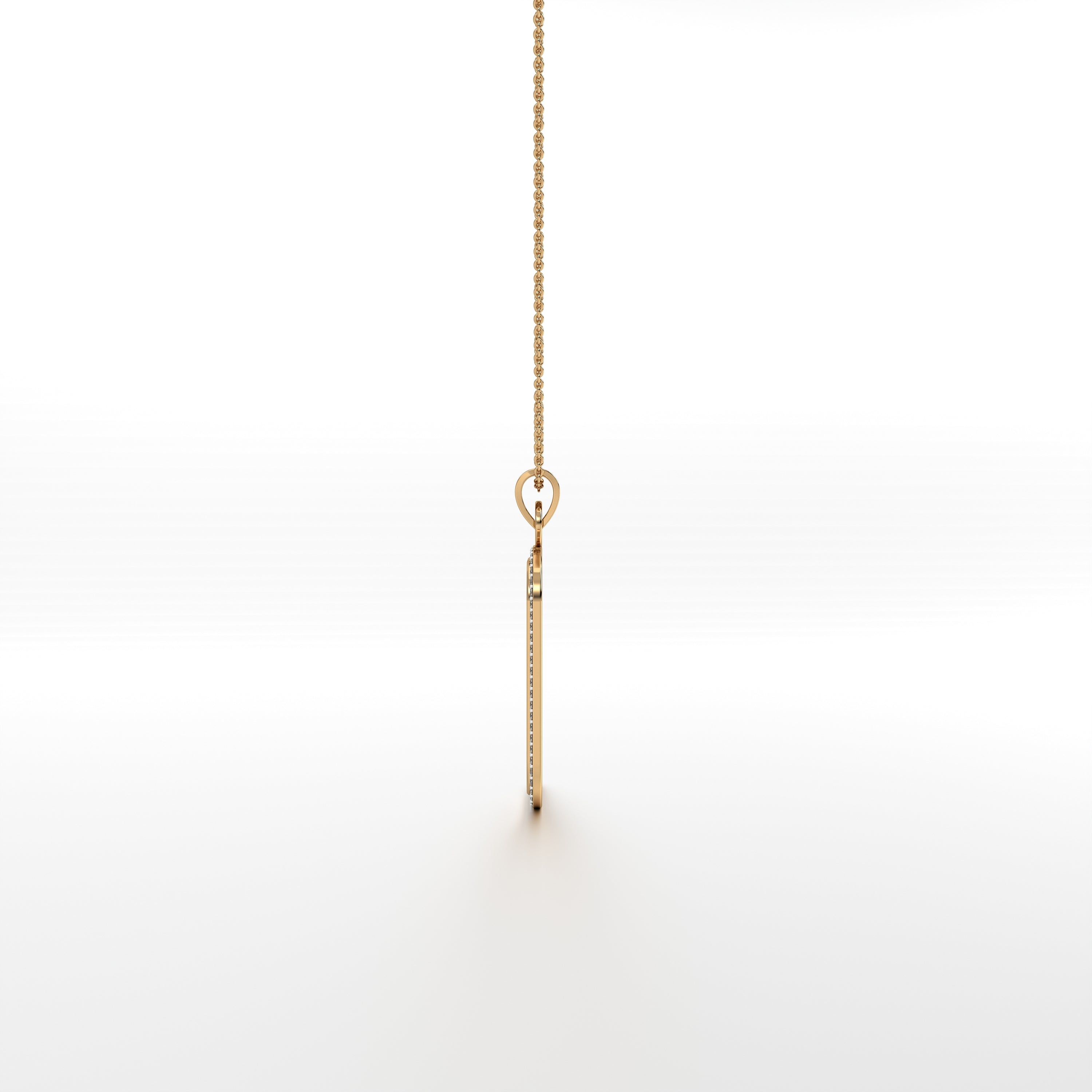 Abhinav Ganesha - Rectangular Gold Pendant with Diamond Border