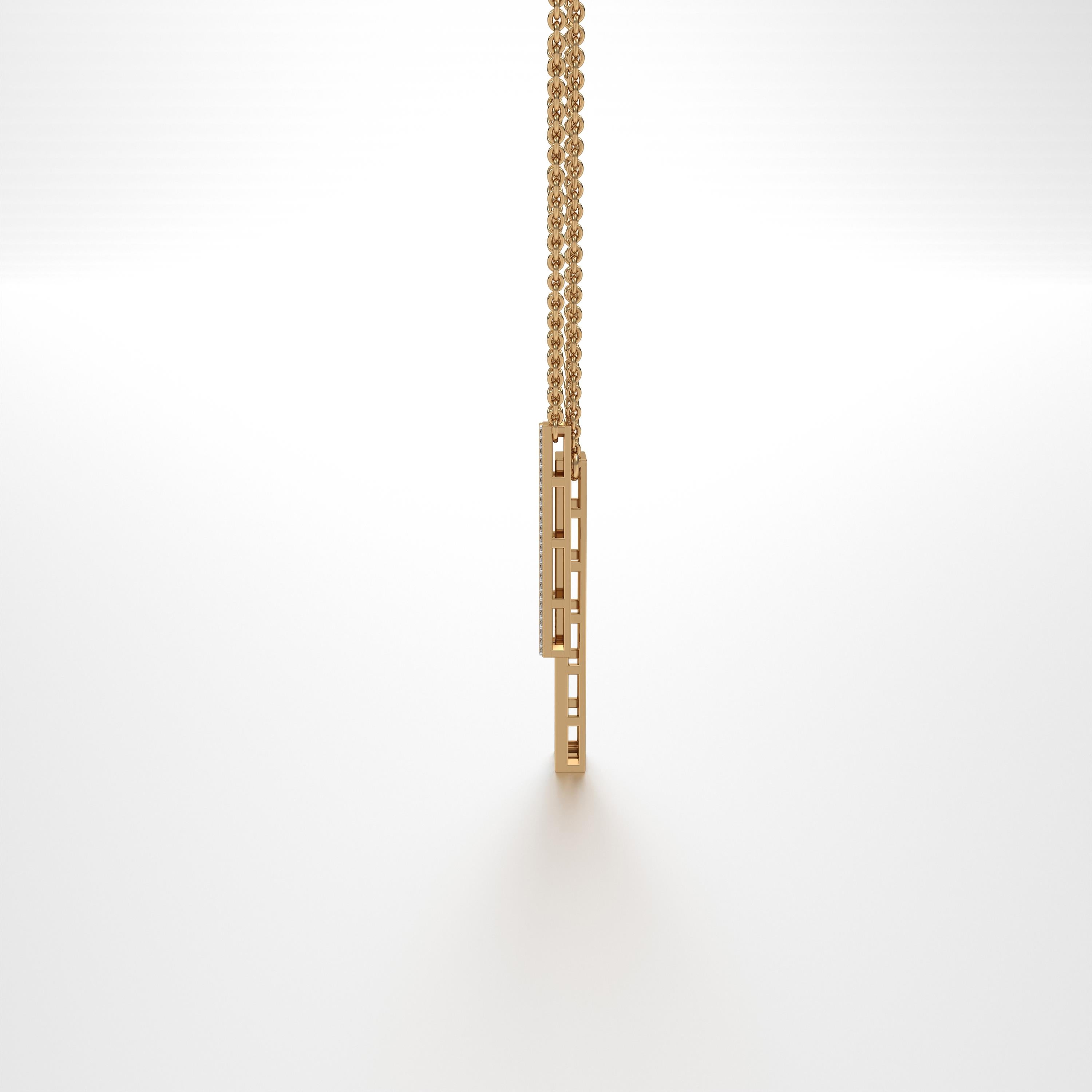 Emira Double Chain Vertical Bar Pendant Medium