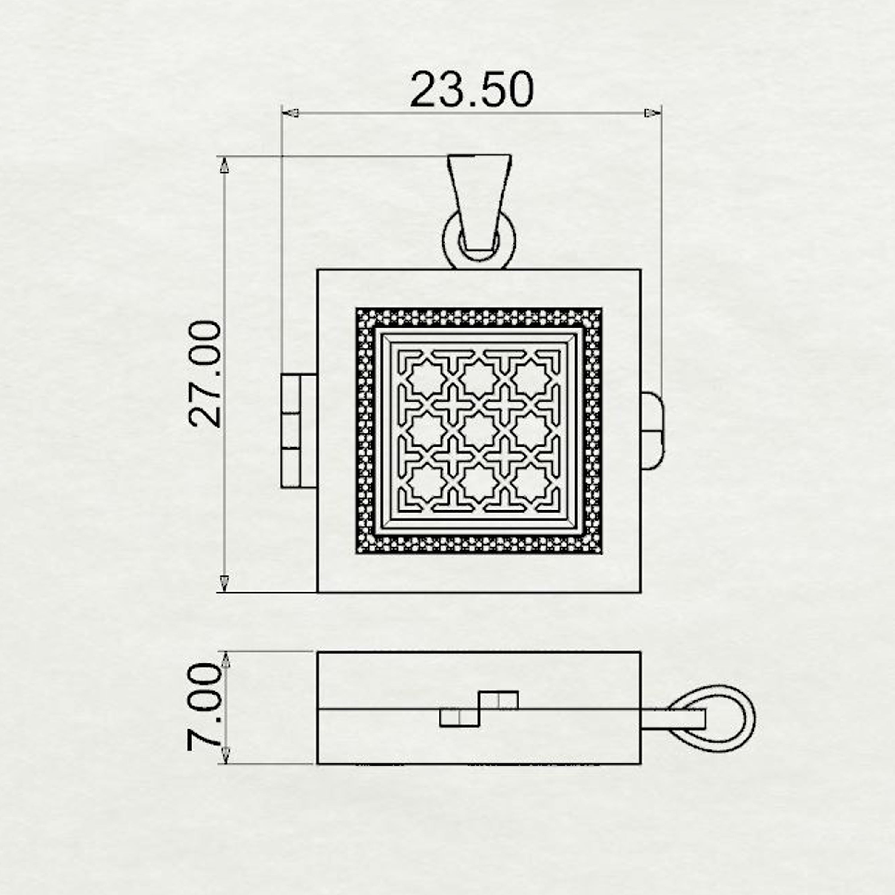 Aayat  Square Taawiz with Diamond Outline Medium